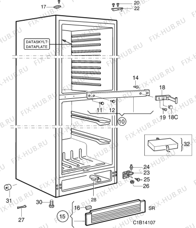 Взрыв-схема холодильника Electrolux ER8401B - Схема узла C10 Cabinet